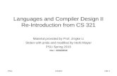 Languages and Compiler Design II Re-Introduction from CS 321
