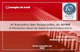 VI Encontro dos Associados da APINE O Momento Atual do Setor Elétrico Brasileiro