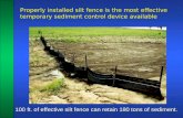 Properly installed silt fence is the most effective temporary sediment control device available