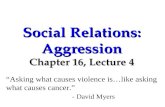 Social Relations: Aggression Chapter 16, Lecture 4