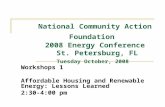 Workshops 1 Affordable Housing and Renewable Energy: Lessons Learned  2:30-4:00 pm