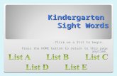 Kindergarten  Sight Words