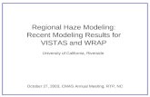 Regional Haze Modeling: Recent Modeling Results for VISTAS and WRAP