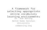 A framework for selecting appropriate online vocabulary learning environments