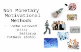 Non Monetary  Motivational Methods -  Sneha Gaikwad  (8333)       Smitarup Patnaik (8363)