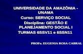 UNIVERSIDADE DA AMAZÔNIA - UNAMA Curso: SERVIÇO SOCIAL Disciplina: GESTÃO E PLANEJAMENTO SOCIAL I