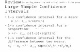 Review: Large Sample Confidence Intervals