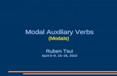 Modal Auxiliary Verbs (Modals)  Ruben  Tsui April 8–9, 15–16 ,  20 10