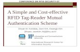 A Simple and Cost-effective RFID Tag-Reader Mutual Authentication Scheme