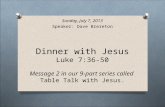 Dinner with Jesus Luke 7:36-50 Message 2 in our 9-part series called  Table Talk with Jesus.