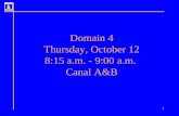 Domain 4 Thursday, October 12 8:15 a.m. - 9:00 a.m.  Canal A&B