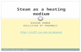 Steam as a heating medium