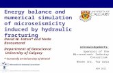Energy balance and numerical simulation of  microseismicity  induced by hydraulic fracturing