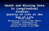 Death and Missing Data in Longitudinal Studies:   Quality of Life at the End of Life