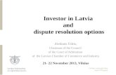 Investor in Latvia  and  dispute resolution options