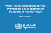 WHO Recommendations for the Prevention & Management of Postpartum Haemorrhage Matthews Mathai