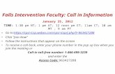 Falls Intervention Faculty: Call in Information