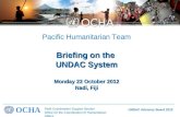 Pacific Humanitarian Team Briefing on the  UNDAC System Monday 22 October 2012 Nadi, Fiji