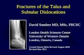 Fractures of the Talus and Subtalar Dislocations