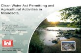 Clean Water Act Permitting and Agricultural Activities in  Minnesota