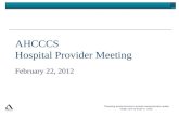 AHCCCS  Hospital Provider Meeting
