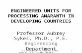 ENGINEERED UNITS FOR PROCESSING AMARANTH IN DEVELOPING COUNTRIES