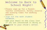 Welcome to Back to  School Night!