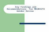 Key Findings and Recommendations  for MKUKKUTA Gender Review