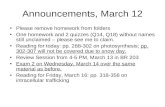 Announcements, March 12