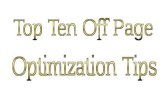 Top Ten OFF Page Optimization Tips