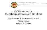 DOE- Industry  Geothermal Program Briefing