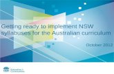 Getting ready to implement NSW syllabuses for the Australian curriculum October 2012