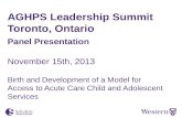 AGHPS Leadership Summit Toronto, Ontario Panel  Presentation November 15th, 2013