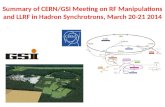 Summary of CERN/GSI Meeting on RF Manipulations and LLRF in Hadron Synchrotrons , March 20-21 2014