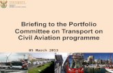 Briefing to the Portfolio Committee on Transport on Civil Aviation  programme
