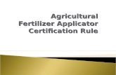 Agricultural Fertilizer Applicator Certification Rule