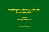 Heritage Gold NZ Limited Presentation