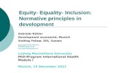 Equity- Equality- Inclusion:  Normative principles in  development