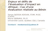 Enjeux et défis de l’évaluation d’impact en Afrique : Cas d’une évaluation réalisée au Bénin