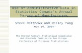 Use of Administrative Data in Statistics Canada’s Annual Survey of Manufactures