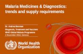 Malaria Medicines & Diagnostics: trends and supply requirements Dr. Andrea Bosman