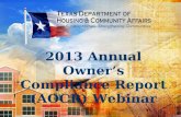 2013 Annual Owner’s Compliance Report (AOCR) Webinar