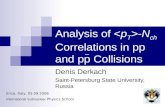 Analysis of < p T > - N ch  Correlations in pp and pp Collisions