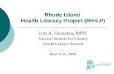 Rhode Island  Health Literacy Project (RIHLP)