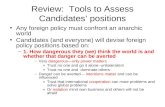 Review:  Tools to Assess Candidates’ positions