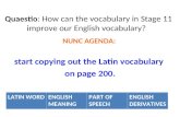 Quaestio :  How can the vocabulary in Stage 11 improve our English vocabulary? 