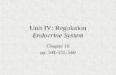Unit IV: Regulation Endocrine System