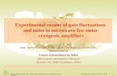 Experimental results of gain fluctuations and noise in microwave low-noise  cryogenic amplifiers