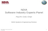 NDIA Software Industry Experts Panel Paul R. Croll, Chair