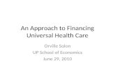 An Approach to Financing Universal Health Care